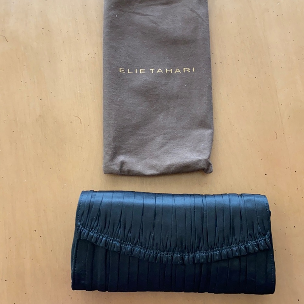 ELIE TAHARI Patricia Ruched Satin Clutch